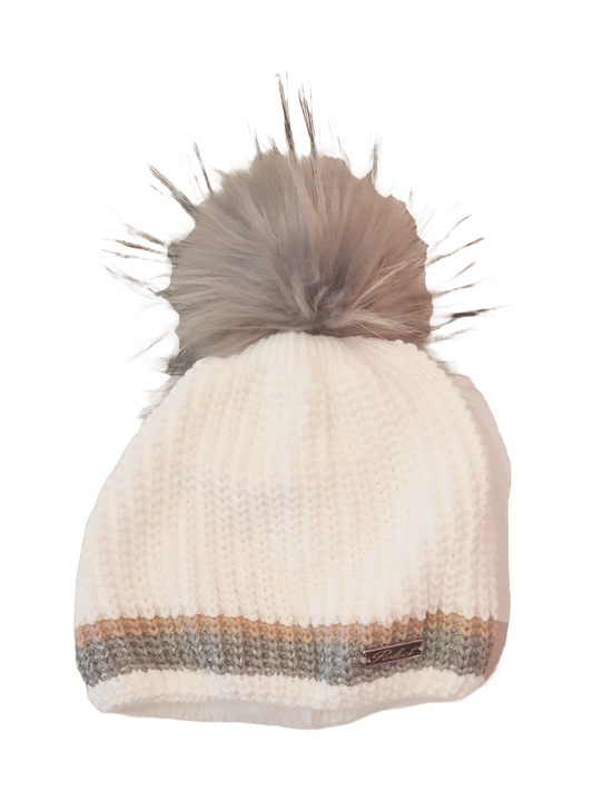 Glitter Stripe PomPom Hat | Snow White
