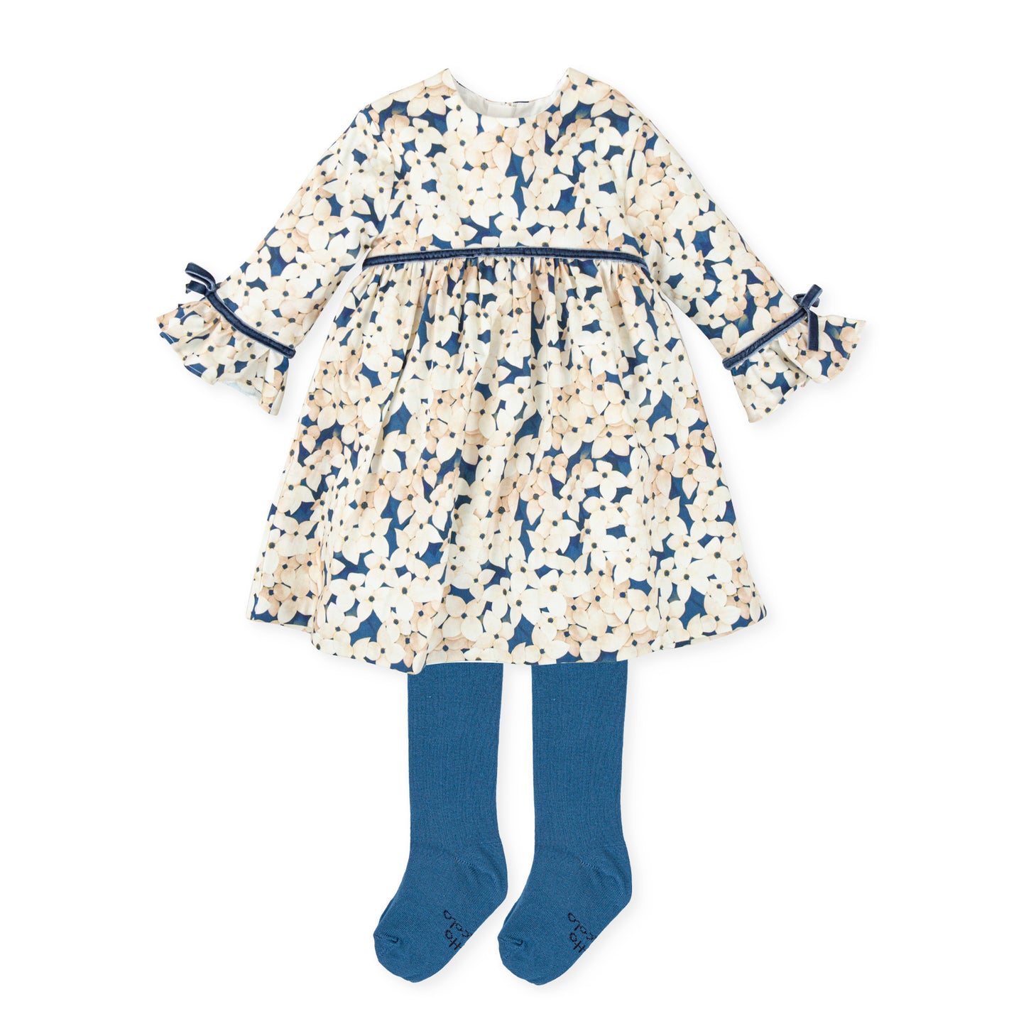 Tutto Piccolo Dress & Tights Set | Blue Floral