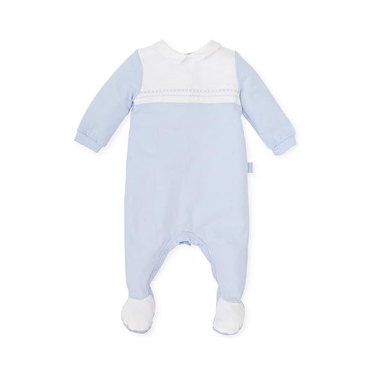Babygrow With Embroidery Detail | Sky Blue