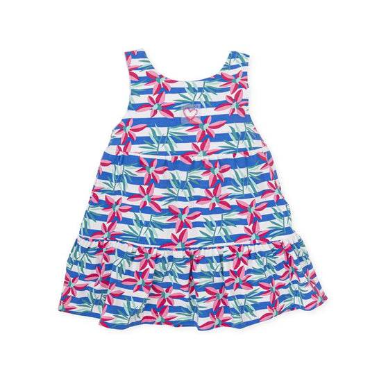 Summer Dress | Flower + Blue Stripe