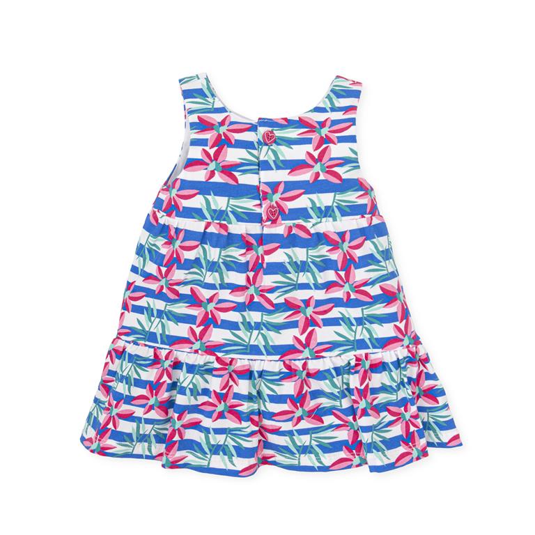 Summer Dress | Flower + Blue Stripe