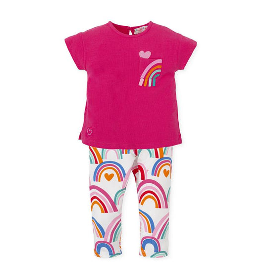 Leggings + T-Shirt Set | Fuchsia Rainbows