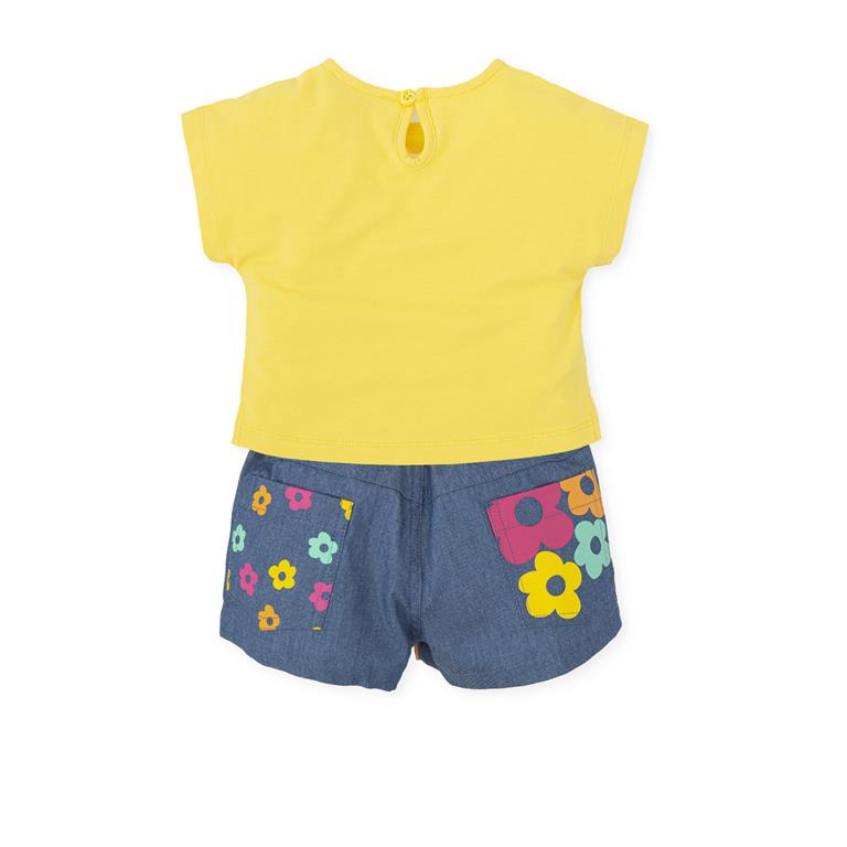 Shorts + T-Shirt Set | Yellow / Denim Blue