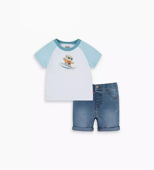 Baby Shorts + T-Shirt Set | Surfing Teddy