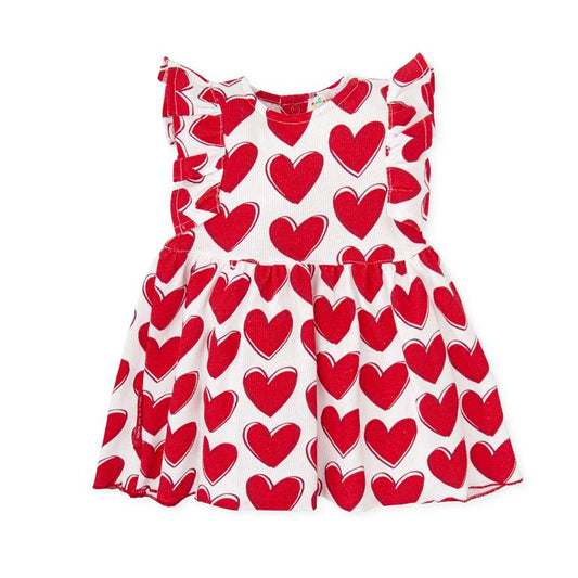 Ruffle Sleeve Dress | Love Hearts