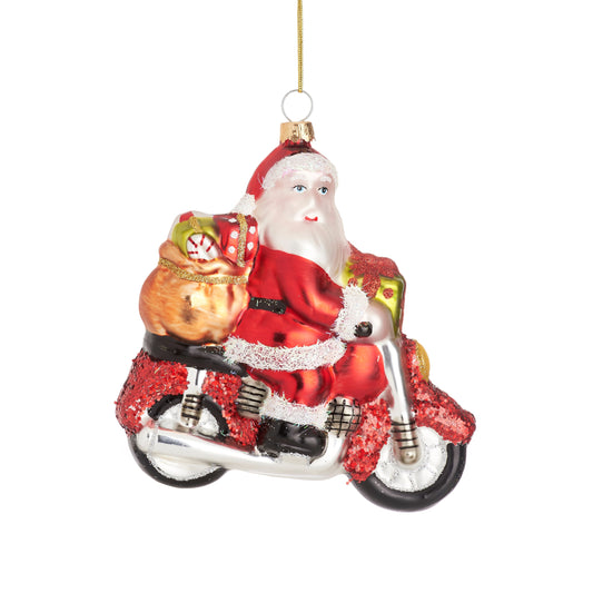 Wheelie Cool Santa Bauble