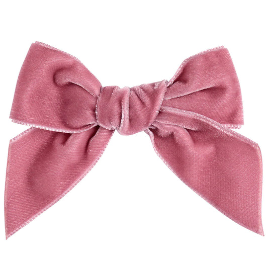 Velvet Bow Hair Clip | Pale Pink
