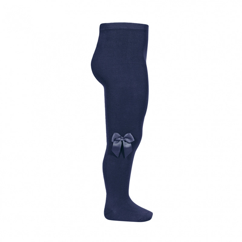 Tights With Grosgrain Bow | Navy Blue