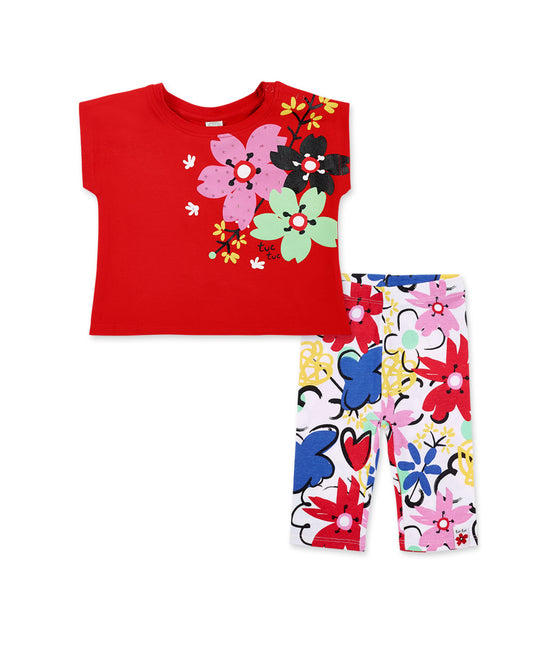 Flower Pop T-Shirt + Capri Leggings Set