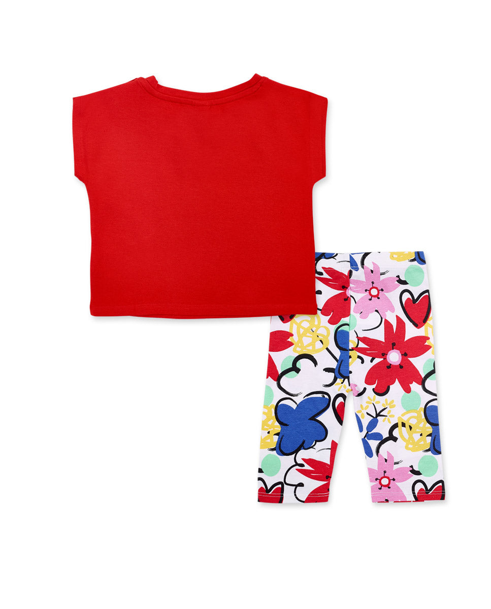 Flower Pop T-Shirt + Capri Leggings Set