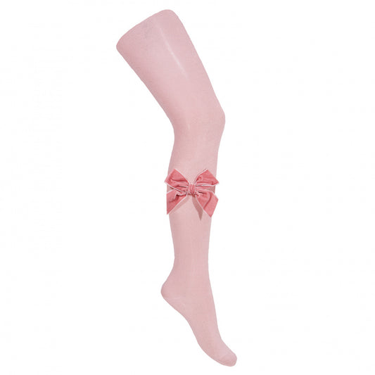 Tights With Velvet Bow | Pale Pink