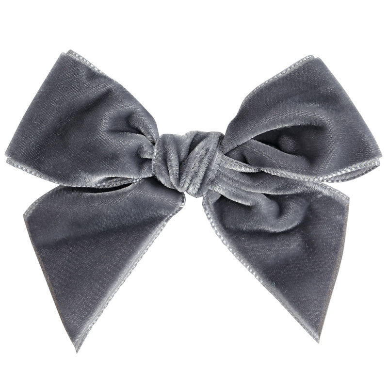 Velvet Bow Hair Clip | Grey