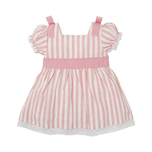 Dalia Dress | Pink Stripe + Bow Detail