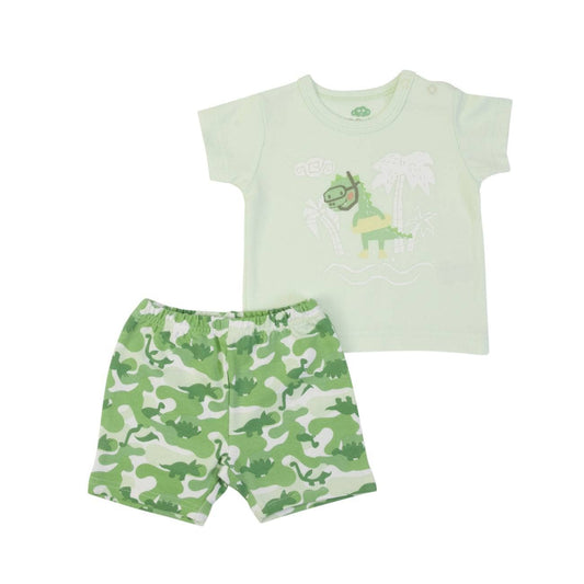 Green Dino Shorts & T-Shirt Set